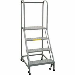 P.W. Platforms 4-Step Rolling Ladder With Easy Angle, Perforated, 30" Step Width - PW50-4S35