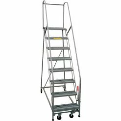 P.W. Platforms 6-Step Rolling Ladder With Easy Angle, Perforated, 18" Step Width - PW50-6SH18
