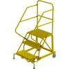 Tri-Arc 3 Step 24"W Steel Safety Angle Rolling Ladder, Grip Strut, Safety Yellow - KDEC103242-Y -Ladders Sales Store TRC KDEC103242 Y
