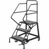 Tri-Arc 3 Step 24"W Steel Safety Angle Rolling Ladder, Perforated Tread, Gray - KDEC103246 -Ladders Sales Store TRC KDEC103246