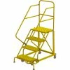 Tri-Arc 4 Step 24"W Steel Safety Angle Rolling Ladder, Perforated Tread, Safety Yellow - KDEC104246-Y -Ladders Sales Store TRC KDEC104246 Y