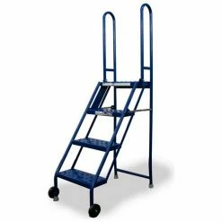 Tri-Arc 4 Step Folding Rolling Ladder Stand - Perforated Tread - KDMF104166 -Ladders Sales Store TRC KDMF104166