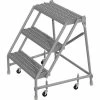 Tri-Arc 3 Step 24"W 10"D Top Step Steel Rolling Ladder, Grip Strut Tread, No Handrail - KDSR003242 -Ladders Sales Store TRC KDSR003242