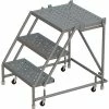 Tri-Arc 3 Step 24"W 20"D Top Step Steel Rolling Ladder, Perforated Tread, No Handrail - KDSR003246-D2
