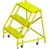 Tri-Arc Tri Arc Perforated 24"W 3 Step Steel Rolling Ladder, 10"D Top Step - KDSR003246-Y -Ladders Sales Store TRC KDSR003246 Y