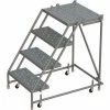 Tri-Arc 4 Step 24"W 20"D Top Step Steel Rolling Ladder, Perforated Tread, No Handrail - KDSR004246-D2 -Ladders Sales Store TRC KDSR004246 D2