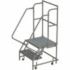 Tri-Arc 2 Step 16"W 20"D Top Step Steel Rolling Ladder, Perforated Tread, 42" Handrail - KDSR102166-D2 -Ladders Sales Store TRC KDSR102166 D2