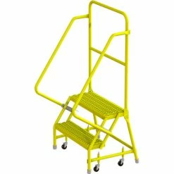 Tri-Arc Tri Arc Serrated 24"W 2 Step Steel Rolling Ladder, 10"D Top Step - KDSR102242-Y