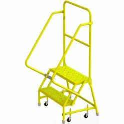 Tri-Arc Tri Arc Perforated 24"W 2 Step Steel Rolling Ladder, 10"D Top Step - KDSR102246-Y
