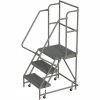 Tri-Arc 3 Step 16"W 20"D Top Step Steel Rolling Ladder, Grip Strut Tread, 42" Handrail - KDSR103162-D2 -Ladders Sales Store TRC KDSR103162 D2