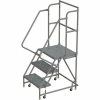 Tri-Arc 3 Step 24"W 30"D Top Step Steel Rolling Ladder, Perforated Tread, 42" Handrail - KDSR103246-D3 -Ladders Sales Store TRC KDSR103246 D3