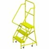 Tri-Arc Tri Arc Perforated 24"W 3 Step Steel Rolling Ladder, 10"D Top Step - KDSR103246-Y -Ladders Sales Store TRC KDSR103246 Y