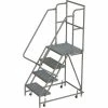 Tri-Arc 4 Step 16"W 30"D Top Step Steel Rolling Ladder, Perforated Tread, 42" Handrail - KDSR104166-D3 -Ladders Sales Store TRC KDSR104166 D3