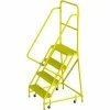 Tri-Arc Tri Arc Serrated 24"W 4 Step Steel Rolling Ladder, 10"D Top Step - KDSR104242-Y -Ladders Sales Store TRC KDSR104242 Y