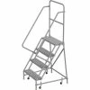Tri-Arc 4 Step 24"W 10"D Top Step Steel Rolling Ladder, Perforated Tread, 42" Handrail - KDSR104246 -Ladders Sales Store TRC KDSR104246