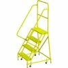 Tri-Arc Tri Arc Perforated 24"W 4 Step Steel Rolling Ladder, 10"D Top Step - KDSR104246-Y 2 Tri-Arc Tri Arc Perforated 24"W 4 Step Steel Rolling Ladder, 10"D Top Step - KDSR104246-Y -Ladders Sales Store TRC KDSR104246 Y