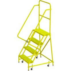 Tri-Arc Tri Arc Perforated 24"W 4 Step Steel Rolling Ladder, 10"D Top Step - KDSR104246-Y
