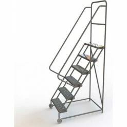 Tri-Arc 6 Step Steel 24"W Tilt & Roll Ladder, Perforated Tread - KDTF106246