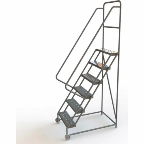 Tri-Arc 6 Step Steel 24"W Tilt & Roll Ladder, Perforated Tread - KDTF106246 3 Tri-Arc 6 Step Steel 24"W Tilt & Roll Ladder, Perforated Tread - KDTF106246