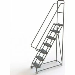 Tri-Arc 7 Step Steel 16"W Tilt & Roll Ladder, Perforated Tread - KDTF107166