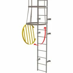 Tri-Arc Fixed Steel Cage Ladder Cage Door for Bottom of Cage, Safety Yellow - OPFS04-Y