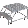 Tri-Arc 2 Step Aluminum Rolling Ladder, 24"W Ribbed Tread, 28"D Top Step, W/O Handrails - WLAR002244-D5