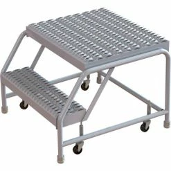 Tri-Arc 2 Step Aluminum Rolling Ladder, 24"W Grip Tread, 21"D Top Step, W/O Handrails - WLAR002245-D4