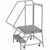 Tri-Arc 2 Step Aluminum Rolling Ladder, 24"W Grip Tread, 21"D Top Step, 32" Handrails - WLAR102245-D4