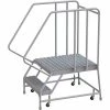 Tri-Arc 2 Step Aluminum Rolling Ladder, 24"W Grip Tread, 28"D Top Step, 32" Handrails - WLAR102245-D5