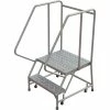 Tri-Arc Rolling Ladder, 2 Step, Aluminum, Perforated, 21" Deep Top Step, With Handrails, 24"W Step -Ladders Sales Store TRC WLAR102246 D4