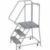 Tri-Arc 3 Step Aluminum Rolling Ladder, 16"W Grip Tread, 21"D Top Step, 32" Handrails - WLAR103165-D4 2 Tri-Arc 3 Step Aluminum Rolling Ladder, 16"W Grip Tread, 21"D Top Step, 32" Handrails - WLAR103165-D4 -Ladders Sales Store TRC WLAR103165 D4
