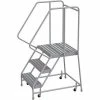 Tri-Arc 3 Step Aluminum Rolling Ladder, 24"W Ribbed Tread, 21"D Top Step, 32" Handrails - WLAR103244-D4 1 Tri-Arc 3 Step Aluminum Rolling Ladder, 24"W Ribbed Tread, 21"D Top Step, 32" Handrails - WLAR103244-D4 -Ladders Sales Store TRC WLAR103244 D4