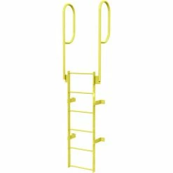 Tri-Arc 6 Step Steel Walk Through With Handrails Fixed Access Ladder, Yellow - WLFS0206-Y