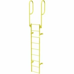 Tri-Arc 9 Step Steel Walk Through With Handrails Fixed Access Ladder, Yellow - WLFS0209-Y