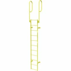 Tri-Arc 11 Step Steel Walk Through With Handrails Fixed Access Ladder, Yellow - WLFS0211-Y