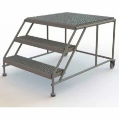 Tri-Arc Mobile 3 Step Steel 36"W X 36"L Work Platform Ladder Without Handrails - WLWP033636