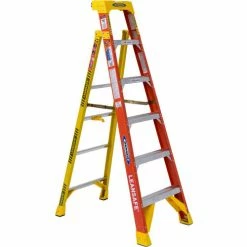 Werner 6' Fiberglass Leansafe Ladder w/ Plastic Tool Tray, 300 lb. Cap - L6206 -Ladders Sales Store WER L6206