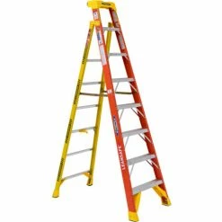 Werner 8' Fiberglass Leansafe Ladder w/ Plastic Tool Tray, 300 lb. Cap - L6208 -Ladders Sales Store WER L6208